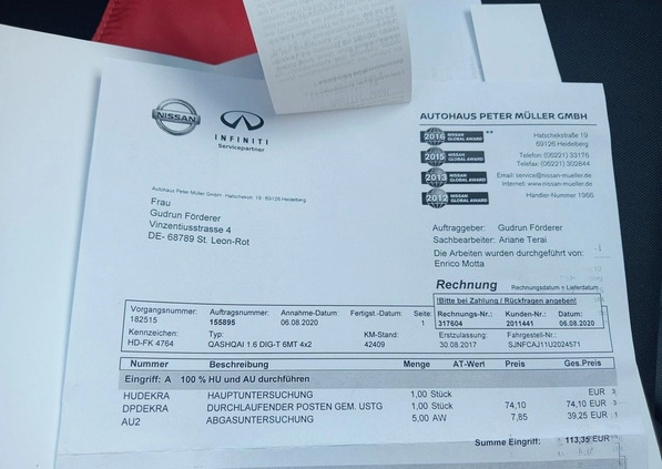 Nissan Qashqai cena 78900 przebieg: 113693, rok produkcji 2017 z Bełchatów małe 781